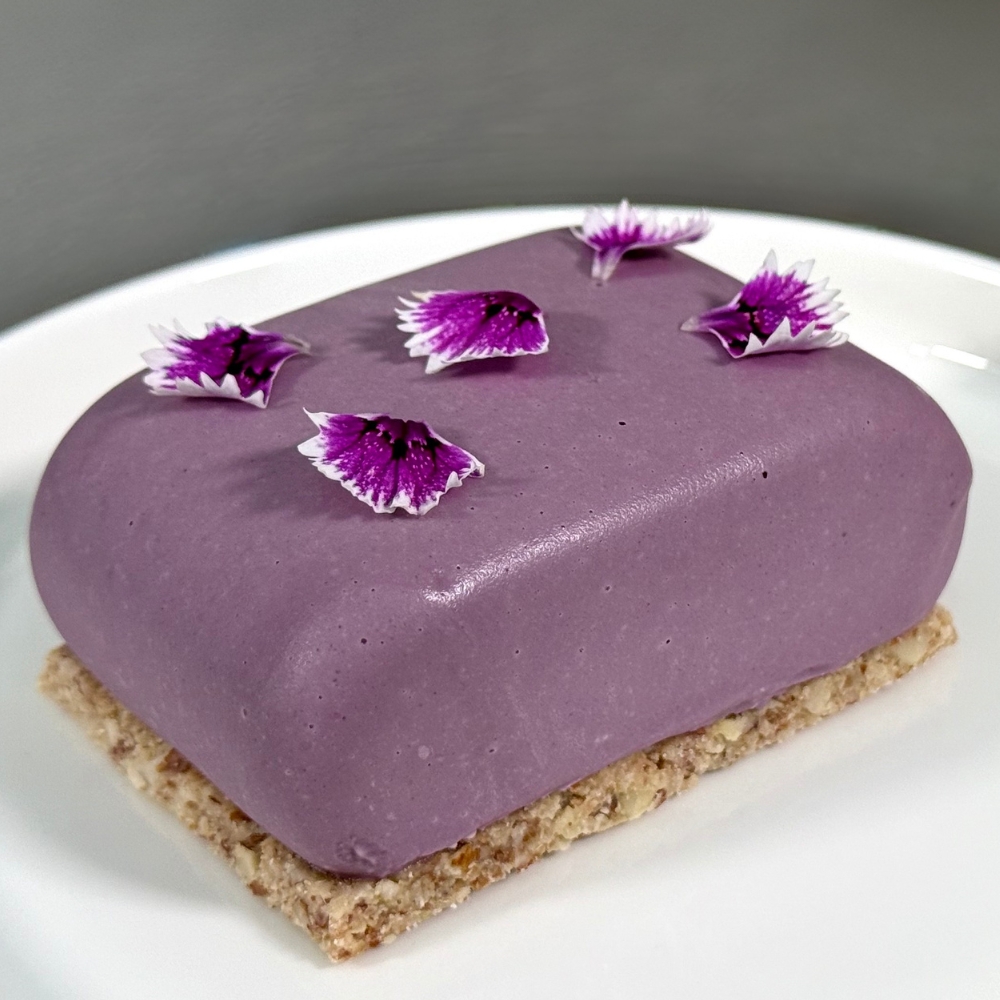 Création de pâtisserie crue Améthyste — Sébastien Vincent Cuisine